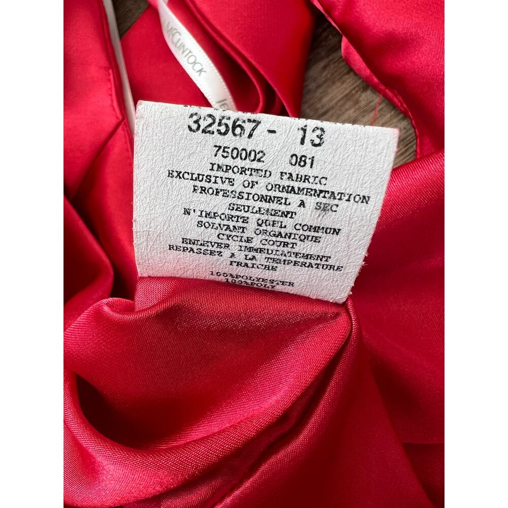 Jessica McClintook for Gunne Sax Vintage Beautiful Red One Shoulder Satin Dress - Picture 11 of 11